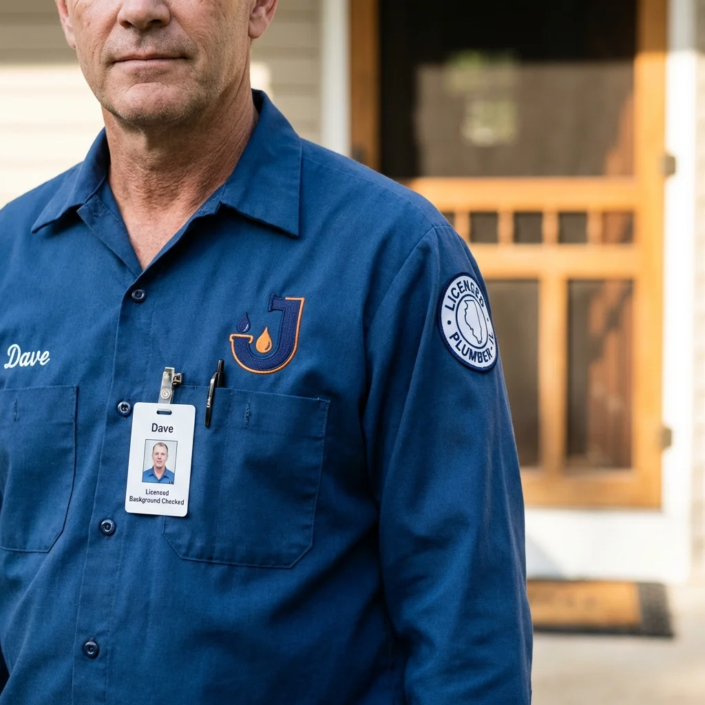 Licensed plumber showing ID badge in Piketon, OH