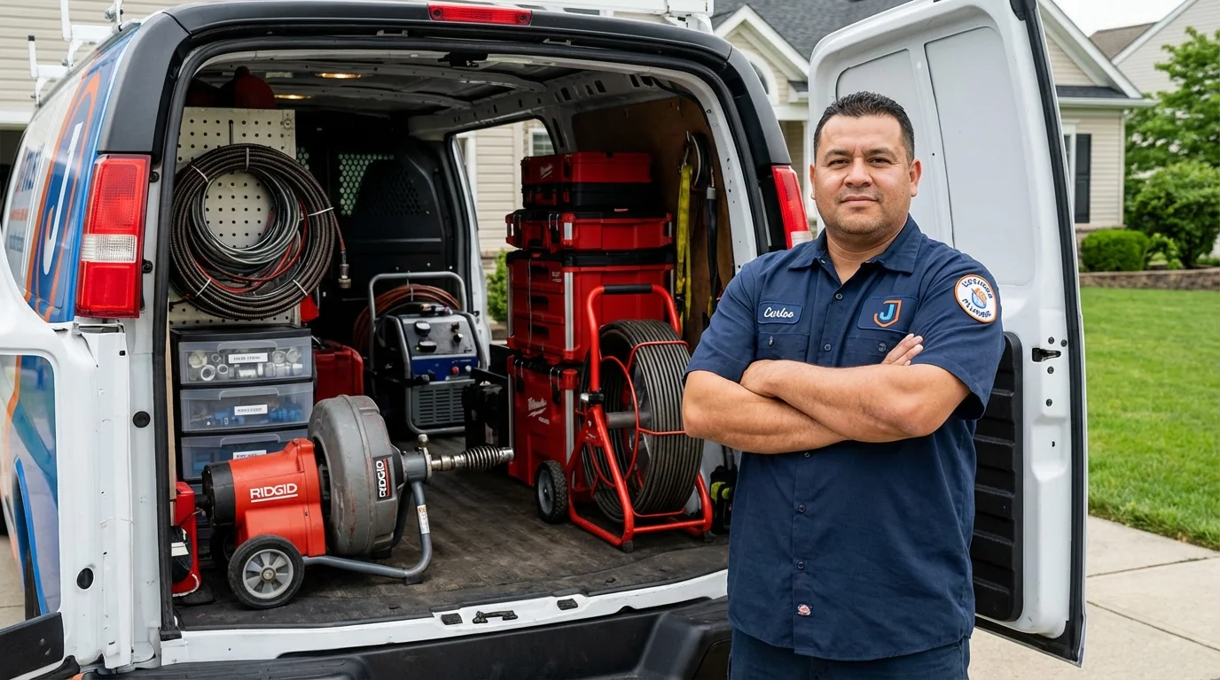 Professional drain cleaning equipment and Johns Plumbing LLC plumber in Piketon