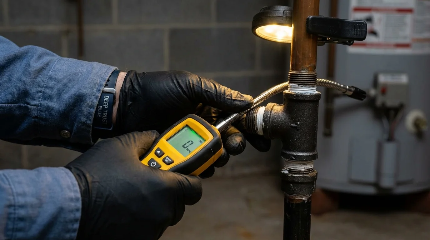 Gas leak detection with electronic sniffer by Johns Plumbing LLC in Piketon