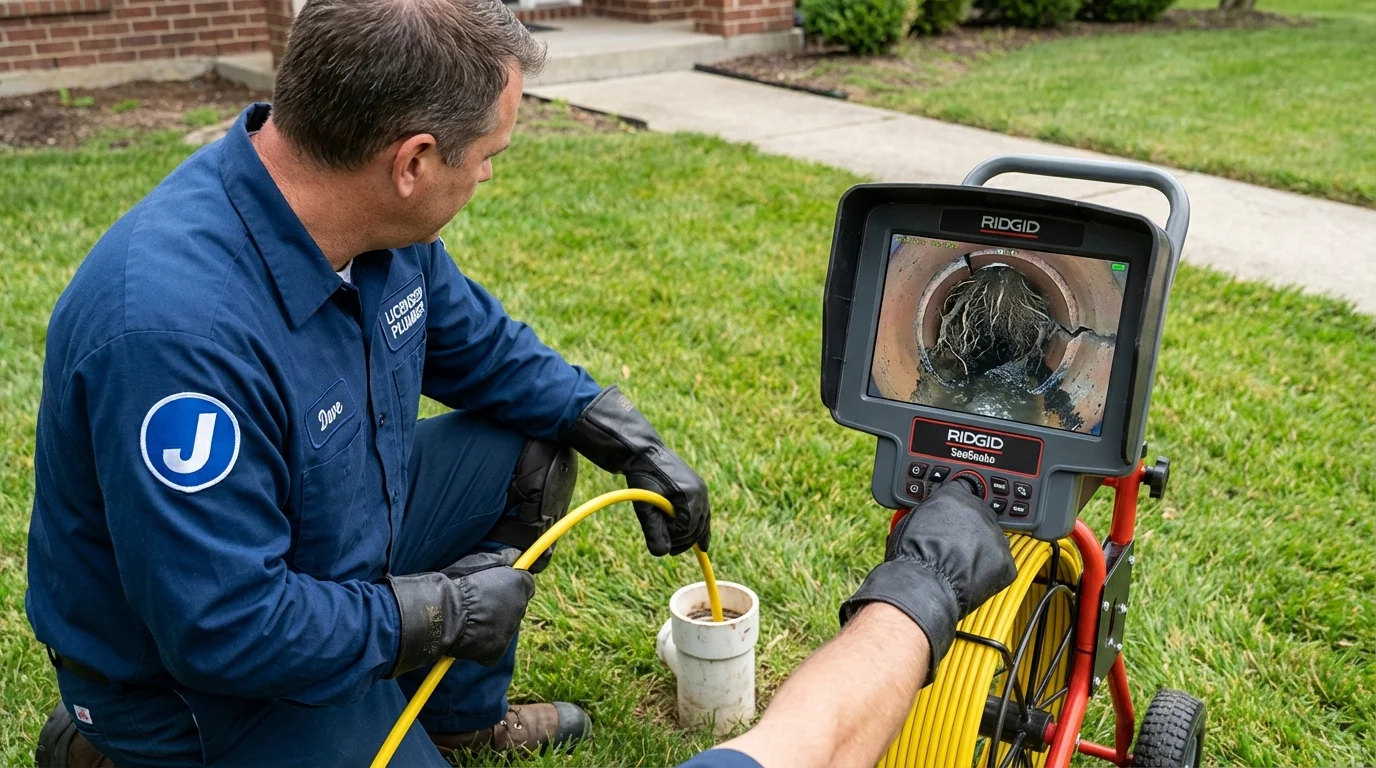 Sewer camera inspection being performed by Johns Plumbing LLC in Piketon