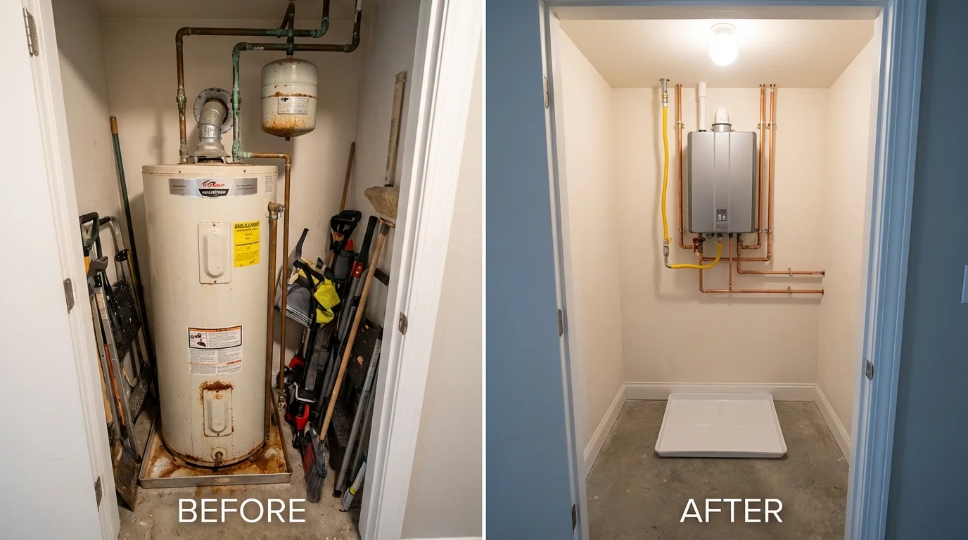 Tank water heater versus wall-mounted tankless unit comparison for Piketon, OH homeowners